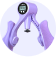 Digital purple hand gripper with LCD display for strength training.