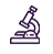 Purple microscope icon inside a circle.