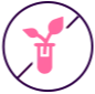 Pink plant in a purple crossed-out circle icon.