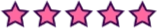 Illustration of five pink stars in a row, depicting a five-star rating.