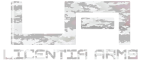 Logo with 'Licentia Armis' and stylized camouflage pattern.