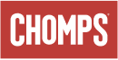 Red background with the word 'CHOMPS' in bold white letters.