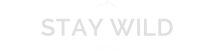 'Stay Wild' logo with crossed lines and mountain illustration.