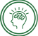 A stylized green icon of a human head with a brain emitting lines.