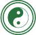 Yin-yang symbol in a green circular outline.