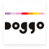 Logo with the word 'doggo' and a colorful line above it.