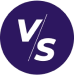 A purple circle with 'VS' in white text at the center.