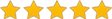 'Five gold stars arranged in a horizontal line against a white background.'