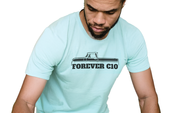 Man wearing a 'Forever C10' t-shirt.