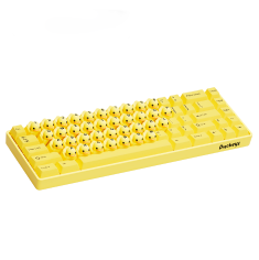 Yellow keyboard with smiley face keycaps.