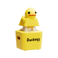 Cute yellow duck figure on a rectangular base labeled 'Duckeys.'