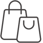 Two shopping bags icon with handles.