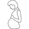 Outline of a pregnant woman holding her belly.