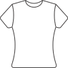 Outline drawing of a t-shirt with a fitted shape.
