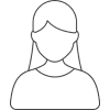 A simple line drawing of a woman wearing earrings.