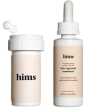 Two Hims branded medication containers: a pill bottle and a dropper bottle.