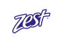 The word 'Zest' in stylized blue font against a transparent background.