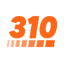 'Orange '310' logo with vertical lines below.'