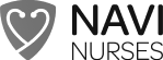 Logo of Navi Nurses with a heart-shaped stethoscope design.