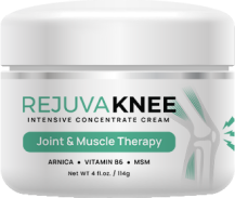 Jar of RejuvaKnee Intensive Concentrate Cream for joint and muscle therapy.