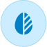 A blue emblem with a vertical leaf design inside a circle.