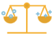 Icon of a balance scale with bubbles in both pans.