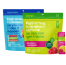 Supplement packaging for energy and immune support, featuring fruit flavors.