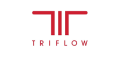 Red Triflow logo with stylized T design.