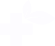 A white cross with two leaves on the right side.