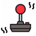 Retro-style joystick with a red handle.