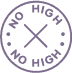 Circular purple logo with 'NO HIGH' text and two intersecting lines inside.