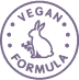 Icon of a rabbit with text 'Vegan Formula' around it.