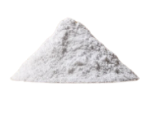 Pile of fine white powder against a white background.