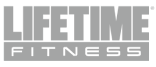 Logo of Life Time Fitness in gray text.