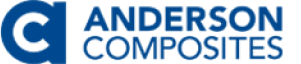 Anderson Composites logo featuring blue text and geometric design.