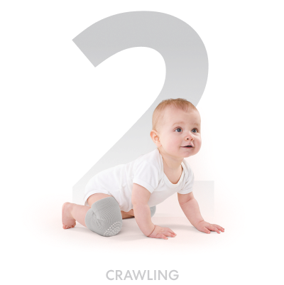 A baby crawling with the number 2 in the background.