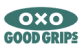 'OXO Good Grips logo with teal text and oval design.'