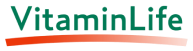 VitaminLife logo with green and red text on a transparent background.