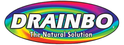 Logo of Drainbo with a colorful, swirling background.