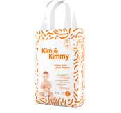 Pack of Kim & Kimmy baby diapers with a baby on the front.