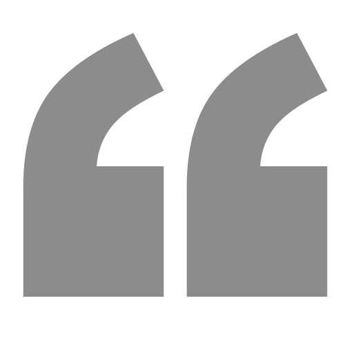 A large gray quotation mark symbol.