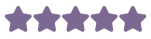 'Five purple stars in a horizontal row, representing a rating system.'