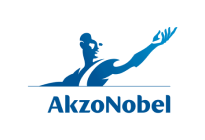 AkzoNobel logo featuring a stylized figure with an extended arm and the company name.