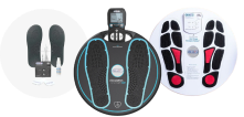 Foot massager devices with digital displays and removable insoles.