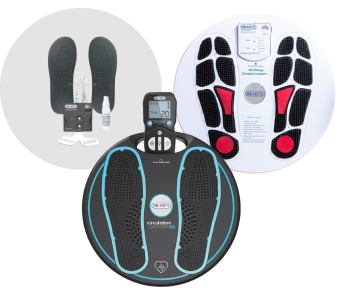 Foot massager machine with additional footpads and accessories.